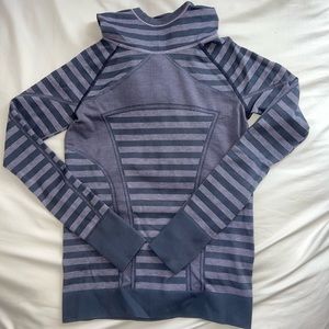 IVIVVA Swiftly Tech purple stripe long sleeve athletic hooded shirt